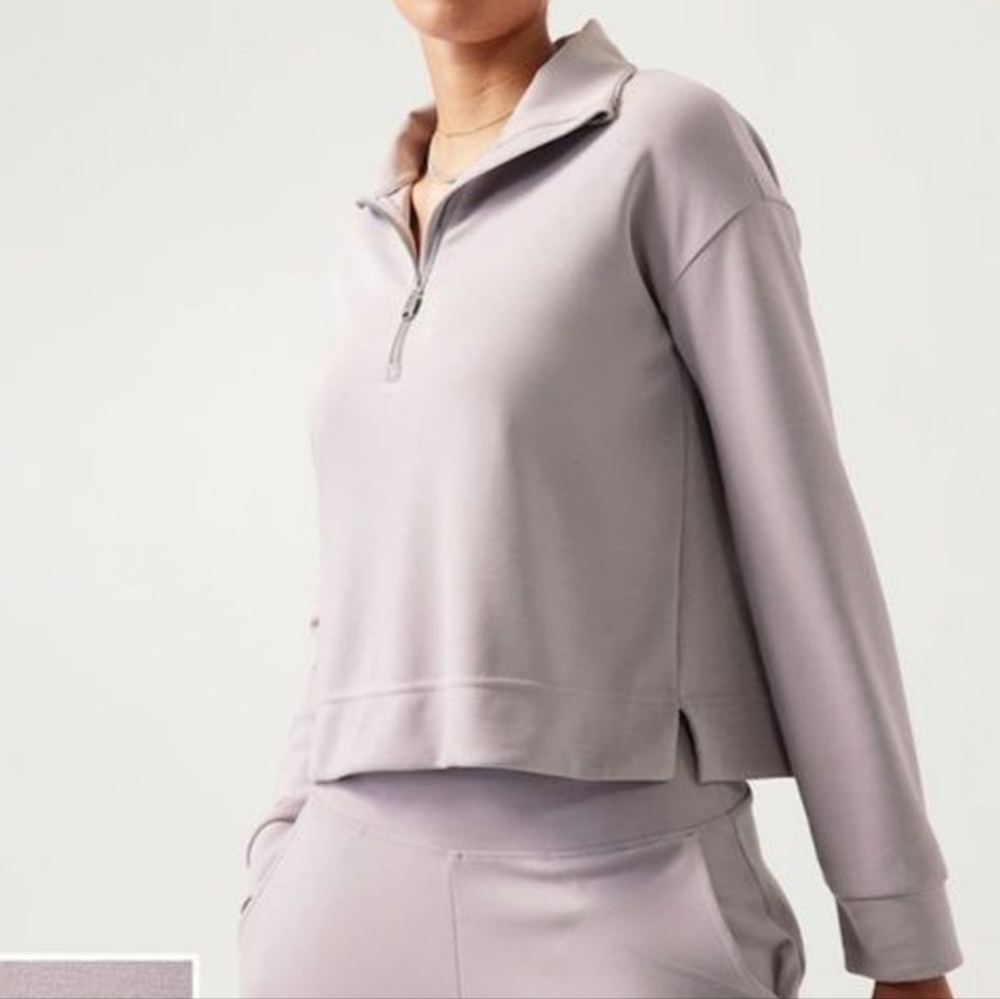 Athleta Seasoft Quarter Zip Purple Lavender Size XL Soft Pullover Sweater New